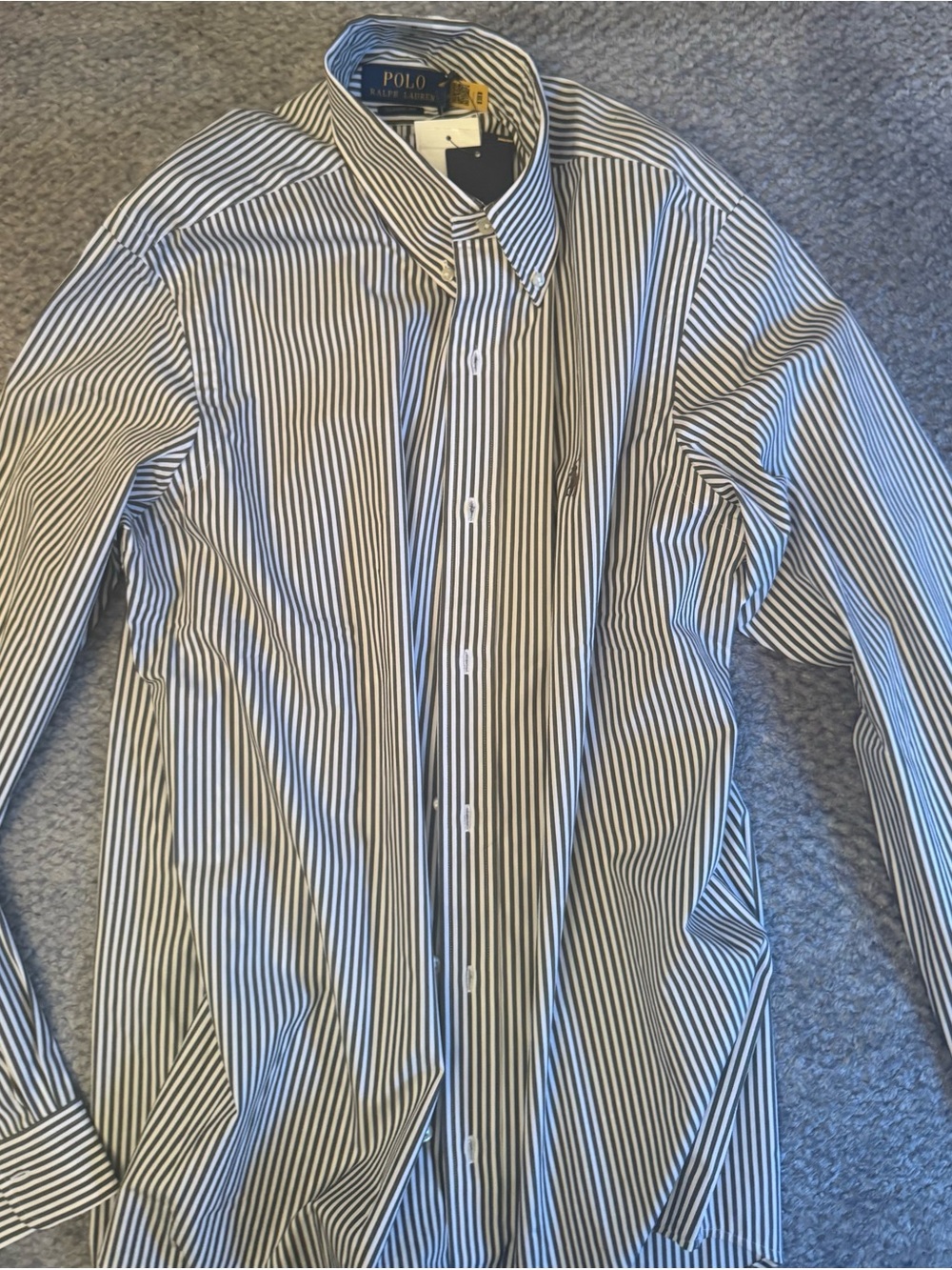 Ralph Lauren Men's Classic Fit Striped Button-Down Shirt Green/White, Size M NWT